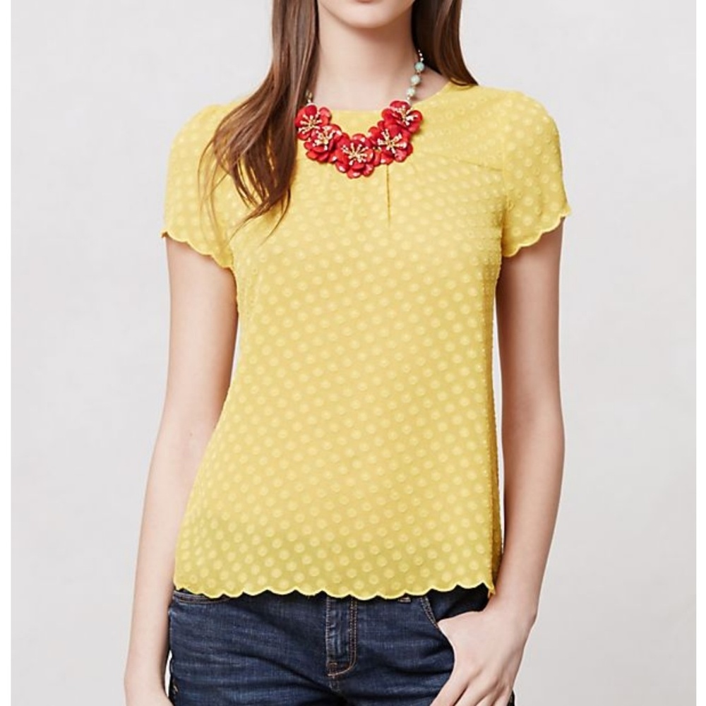 Maeve Scalloped Sleeve Yellow Blouse